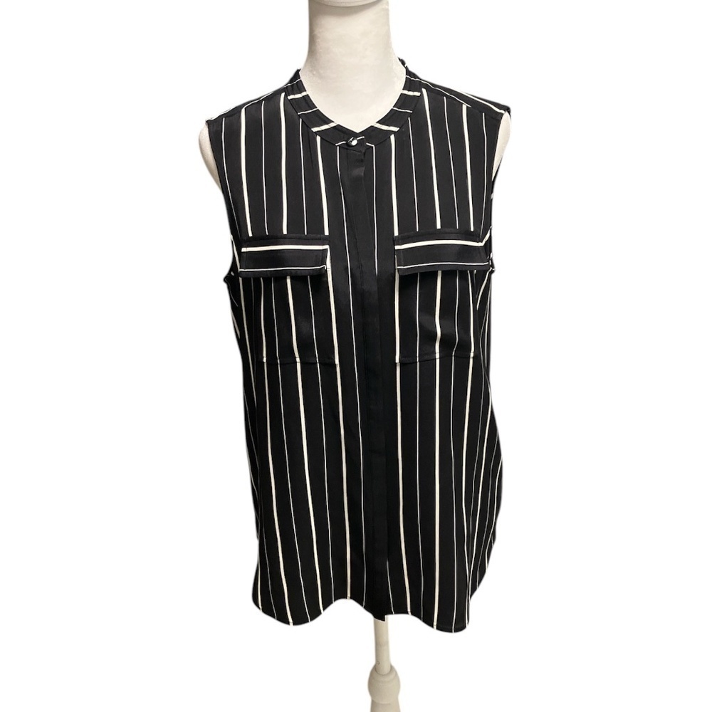 St. John Tops | St. John Silk Sleeveless Striped Crew Neck Blouse Size small